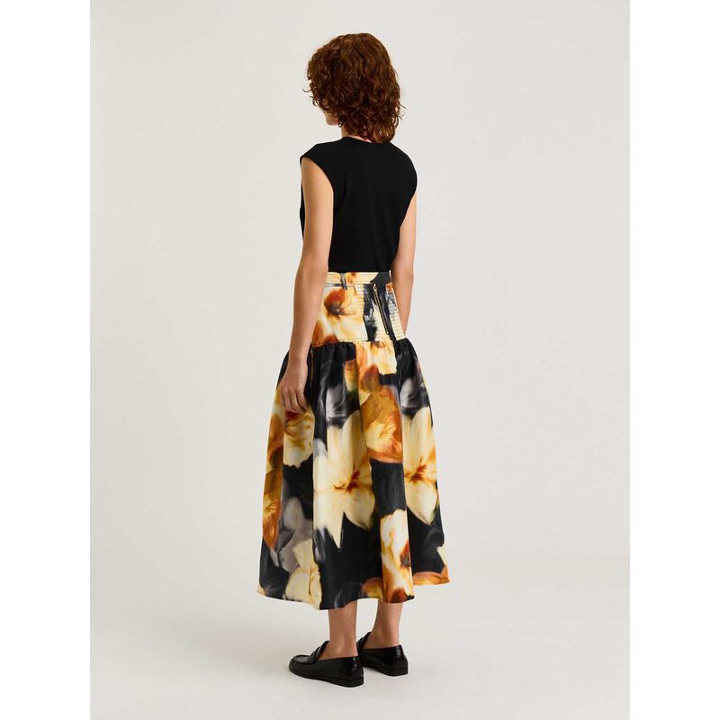Veronika Maine Botanical Floral Gathered Midi Skirt image number 1